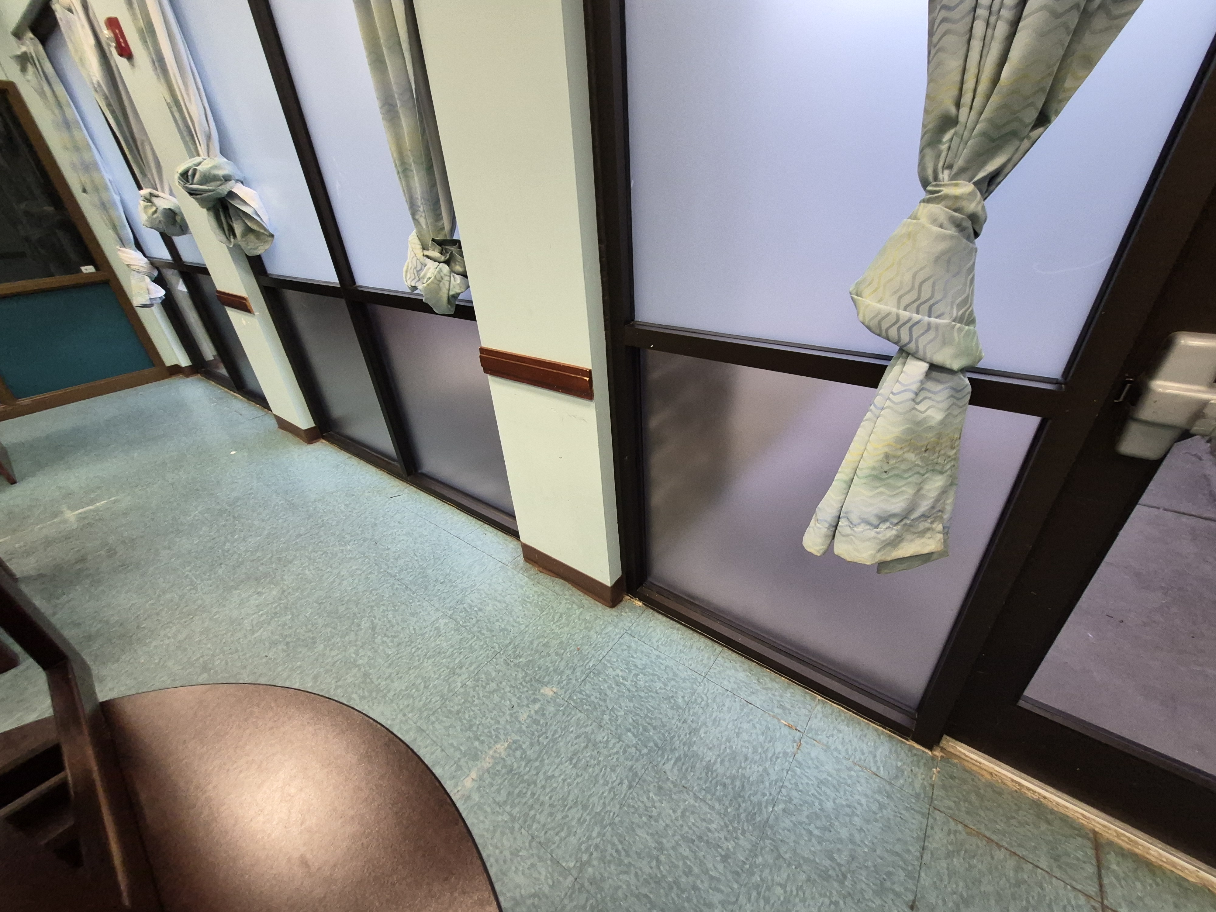 Frosted privacy film on interior office glass partitions